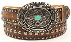 Ariat Women's Brown Distressed Belt with Nailheads