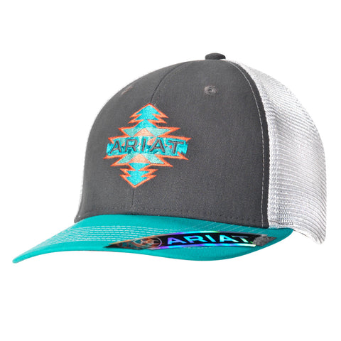 Ariat Grey/Turquoise/Coral Accents Cap