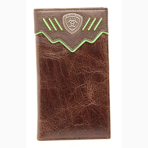 Ariat Brown and Lime Green Rodeo Wallet 