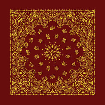 Metallic Burgundy Gold Paisley Bandana