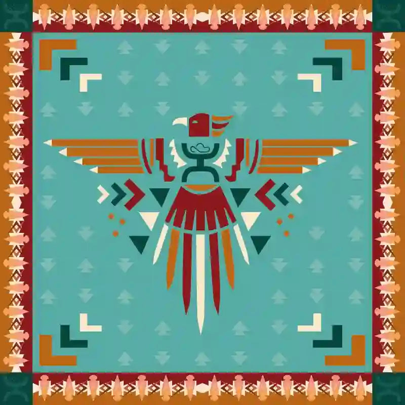 Hooey Aztec Thunderbird Wild Rag-Turquoise/Rust