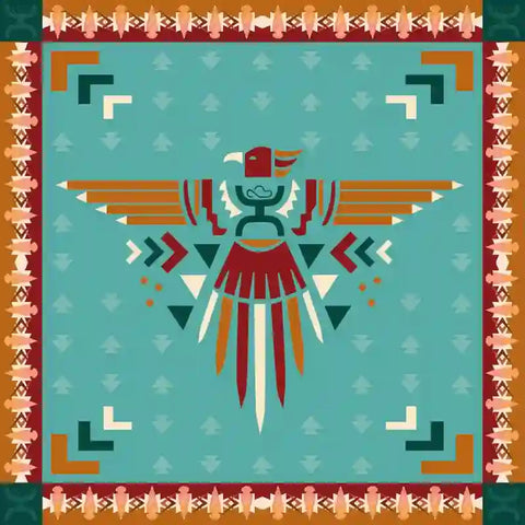 Hooey Aztec Thunderbird Wild Rag-Turquoise/Rust