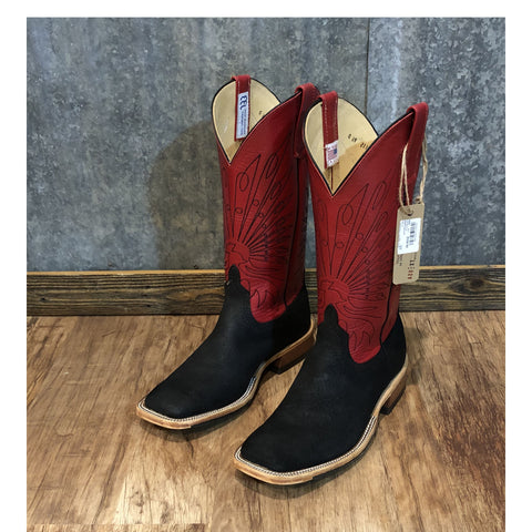 Anderson Bean Black and Red Boar Hide Boots