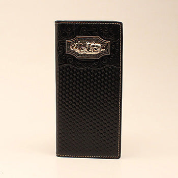 Black Basketweave with Floral Overlay Rodeo Wallet
