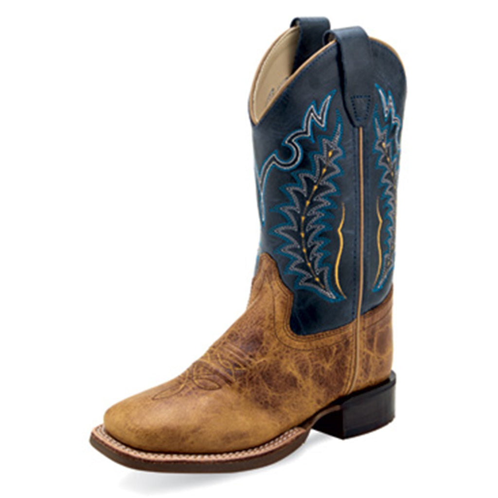 Old West Youth Brown & Blue Square Toe