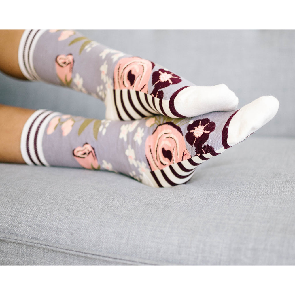 Women's Grey Floral Socks 