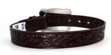 Tony Lama Kid's Chocolate Floral Belt with Cowboy Indians Buckle