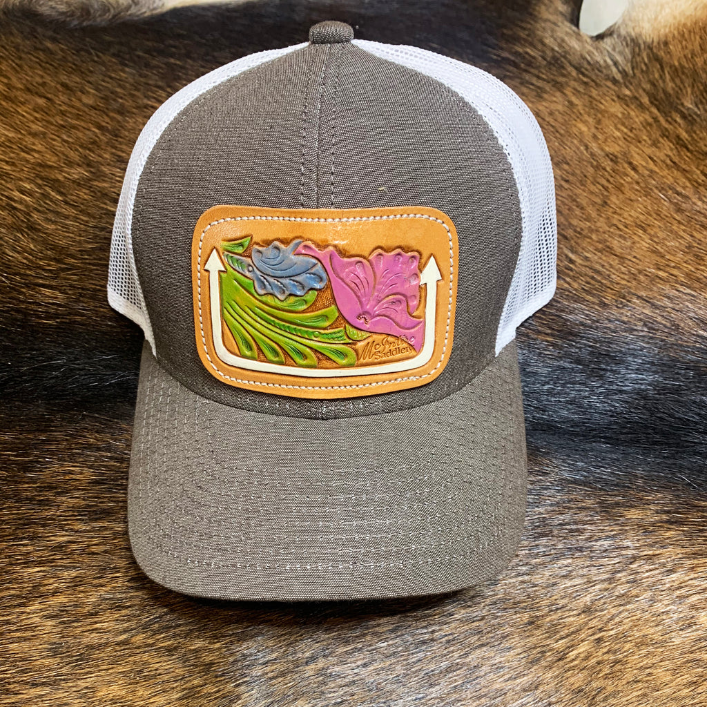 McIntire Saddlery Brown Tooled Flower Cap