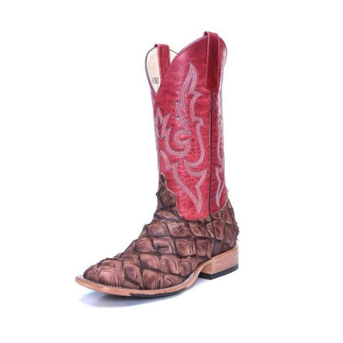 Macie Bean Distressed Brown Big Bass Red Top Boots