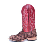 Macie Bean Distressed Brown Big Bass Red Top Boots
