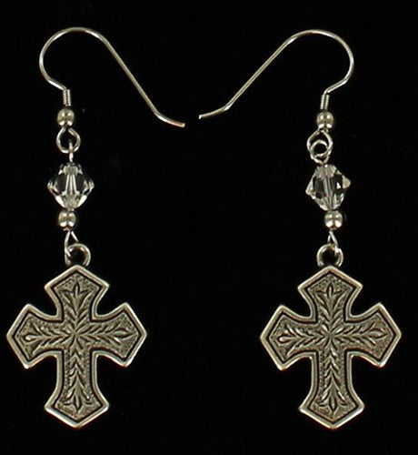 Blazin Roxx Antique Cross Dangle Earrings