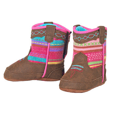 Infant Brown and Pink Aztec Camilla Baby Boots