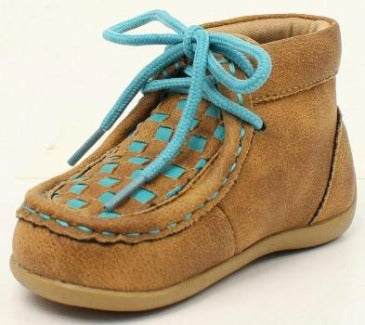 Brown, Turquoise Weave Cassidy Baby Moccasin