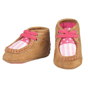 Brown and Pink Monroe Baby Bucker Shoes