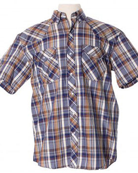 Wyoming Traders Men's Blue and Tan Plaid Shirt