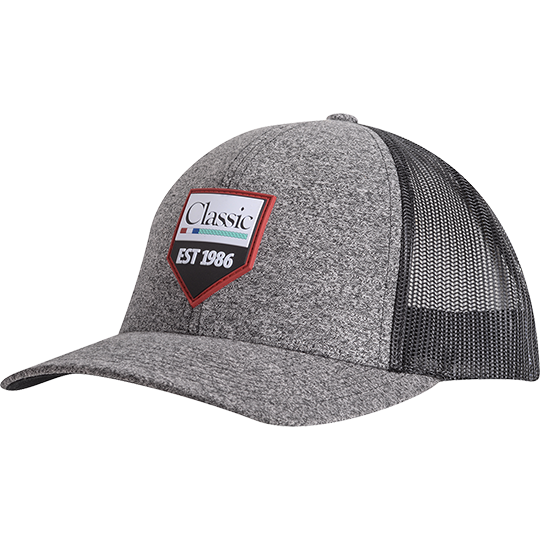 Classic Equine Grey and Black Mesh Cap with Rubber Patch