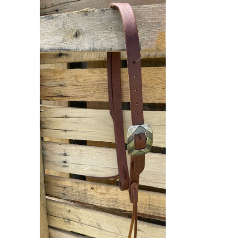 Cowperson Tack 1" Split Ear Headstall with Square Etched Buckle