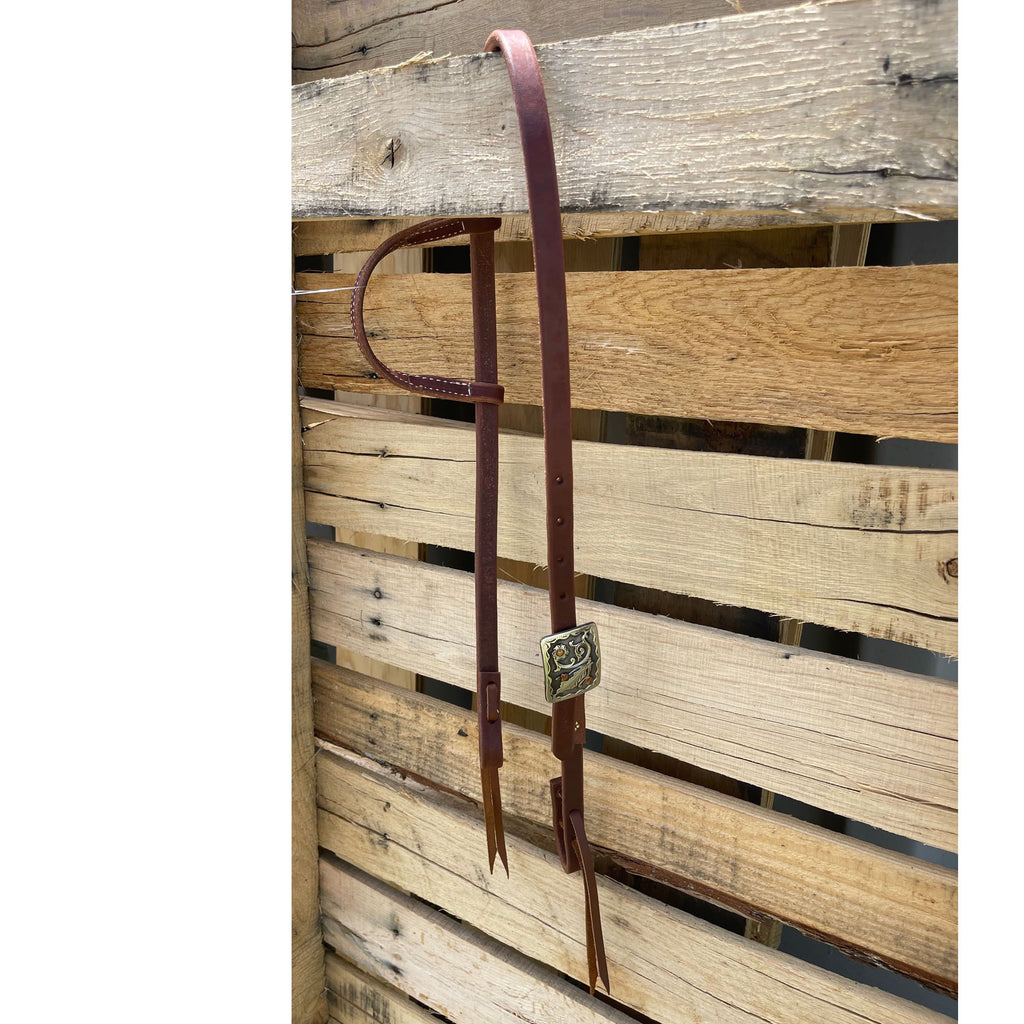 Cowperson Tack One Ear Headstall with Square Floral Buckle