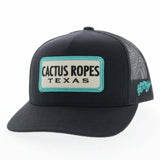 Hooey YOUTH Black Cap-Turq./Cream Cactus Ropes Patch