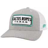 Hooey Mid Profile Grey/White/Turq Cap-Cactus Ropes Patch