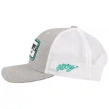 Hooey Mid Profile Grey/White/Turq Cap-Cactus Ropes Patch