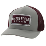 Hooey Grey & Maroon Cactus Rope's Cap