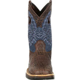 Durango Kid's Lil' Rebel Chocolate Faux Elephant and Navy SQ Toe Boot