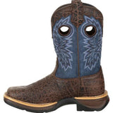Durango Kid's Lil' Rebel Chocolate Faux Elephant and Navy SQ Toe Boot