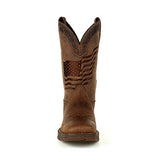 Durango Men's Brown Distressed Flag Embroidery Boots