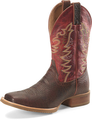 Double H Men's Chocolate Bullhide and Red Boots
