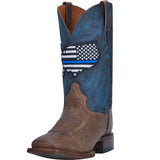 Dan Post Men's Brown Thin Blue Line Flag Square Toe Boot 