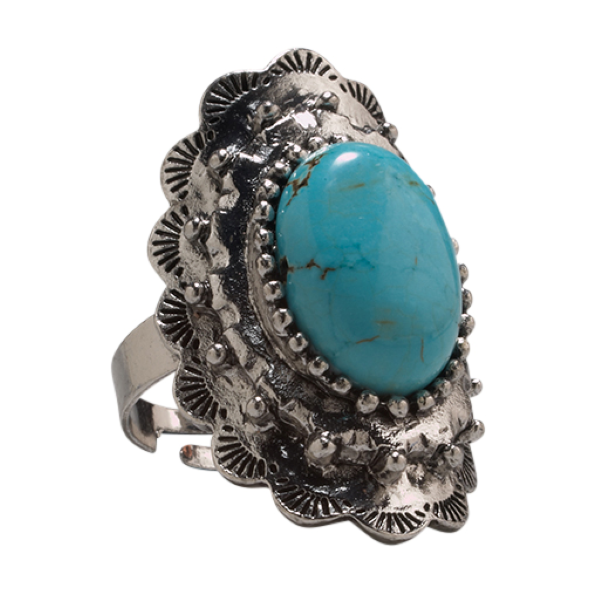 Women's Turquoise Oval Concho Ring