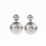 Silver Round Double Concho Earrings