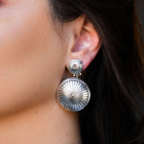 Silver Round Double Concho Earrings