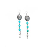Turquoise Drop with Silver Concho Earrings