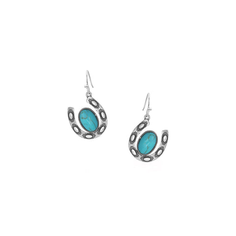 Montana Silversmiths Within Luck Turquoise Horse Shoe Earrings