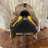 Double T 12 Inch Cheetah Roughout Saddle