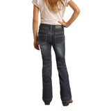 Girls Rock & Roll Dark Wash Trouser Jeans with Stretch