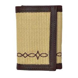 Khaki Woven Canvas Tri-Fold Wallet