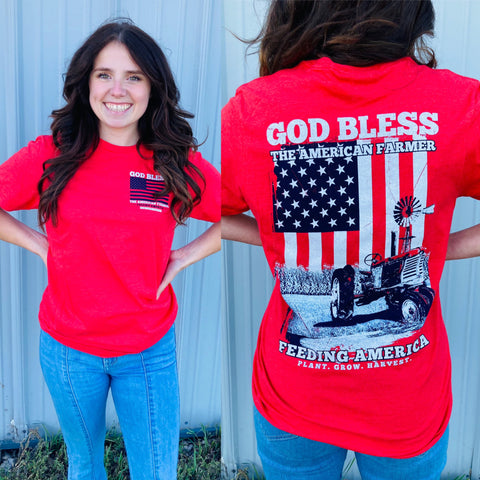 Texas True God Bless The American Farmer Tee