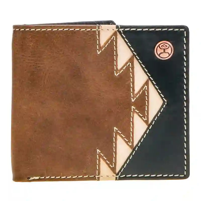 Hooey Aztec Overlay Bifold Wallet-Tan,Ivory,Black