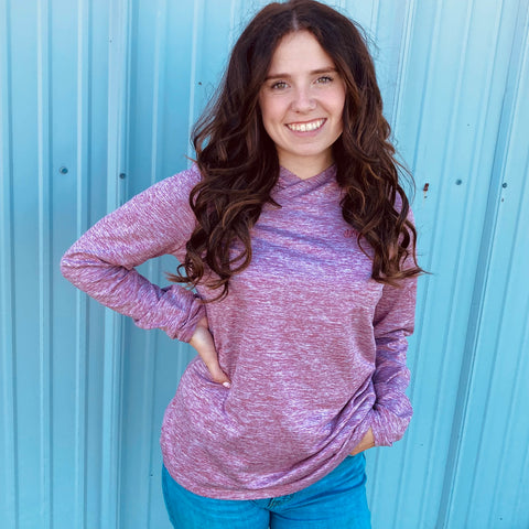 Hooey Women's Light Weight Pull-Over Hoodie-Maroon