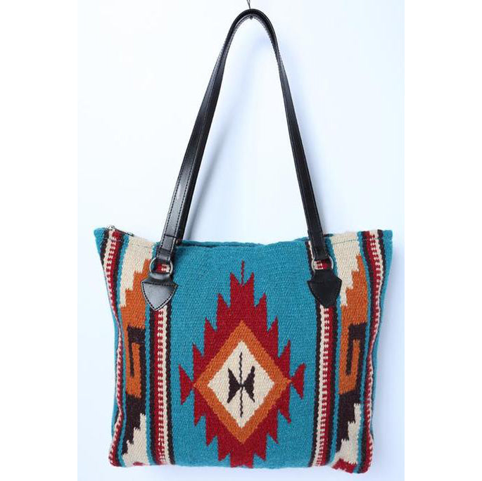 Turquoise and Rust Maya Wool Purse