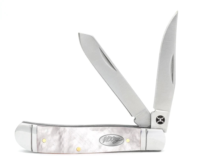 Hooey 4.25 Mother Of Pearl Trapper Knife-Large