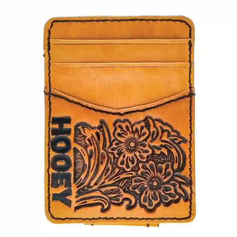 Hooey Tooled Floral Money Clip with Pocket