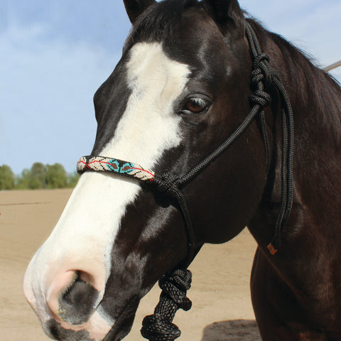 Professional's Choice Black and Feather Beaded Rope Halter