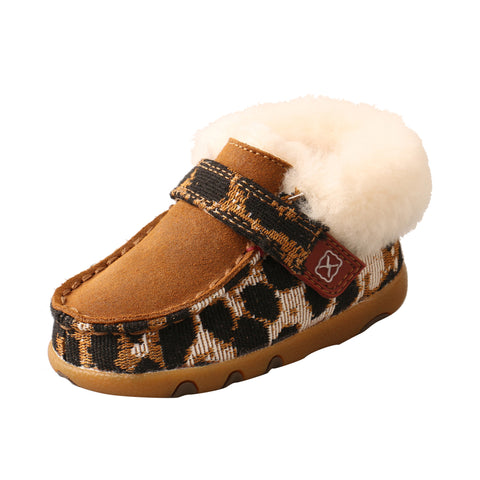 Twisted X Infant Leopard Print Sherpa Lined Driving Moc