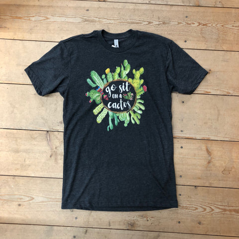 Charcoal Go Sit On a Cactus Graphic Tee