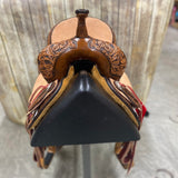 14 Inch Two Toned Floral Barrel Saddle Pummel View