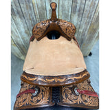 14 Inch Two Toned Floral Barrel Saddle Back View